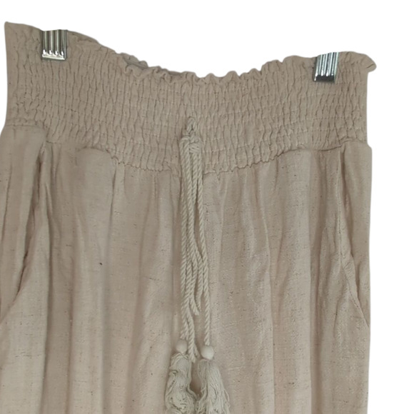 Miou Muse Rayon/Linen Smocked Waist Wide Leg Pants with Pockets, size Small - Picture 9 of 10